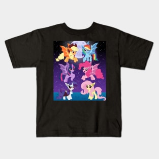 Mane 6 bat ponies scene Kids T-Shirt